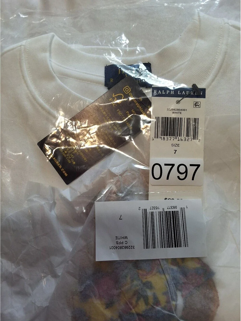 Polo Ralph Lauren Kids White Sweatshirt with Polo Bear Graphic Size 7